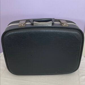 Classic blue  Leather vintage suitcase